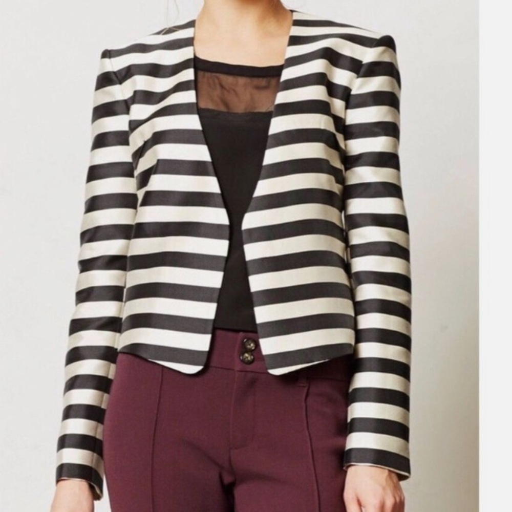 Serge Blazer Striped Open bolero jacket size 34 xs small elegant ,